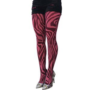 Pink Zebra Print Patterned Tights